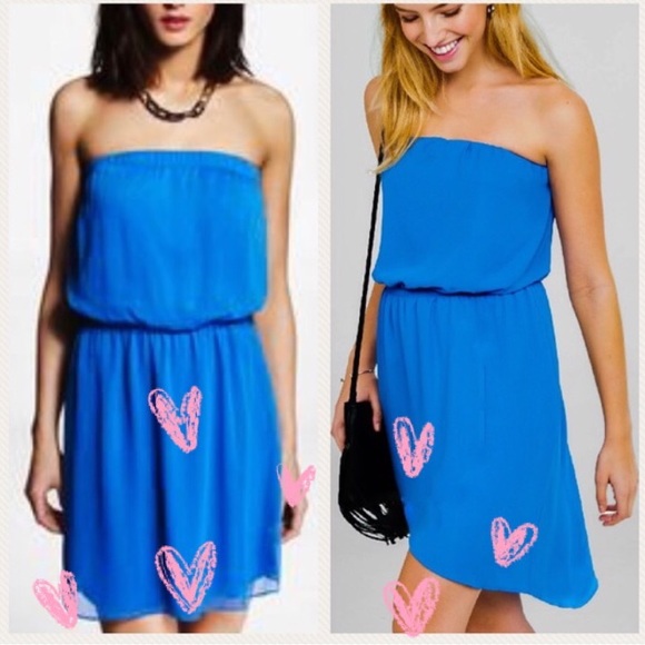 Express Dresses & Skirts - 💕Express Strapless Blue Dress
